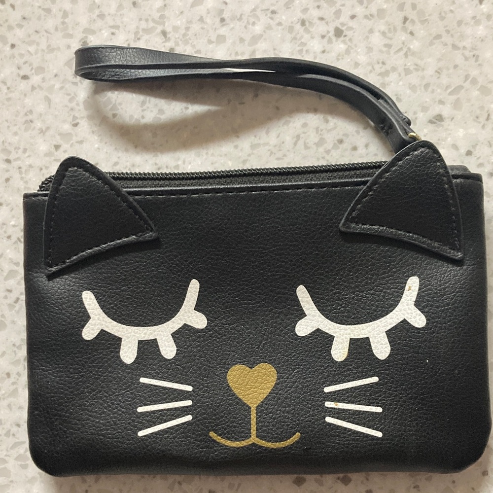 Beaty Johnson Black Cat Design Wristlet Clutch